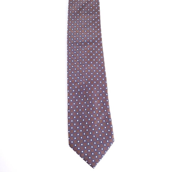 Pascal Morabito Men 100% Silk Tie Geometric Brown Blue 60x4 - NWOT - Picture 2 of 6